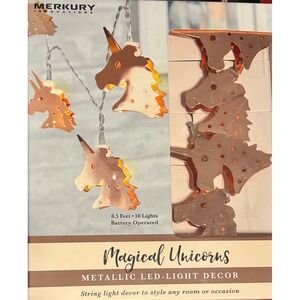Merkury Innovations Magical Unicorns Metallic LED Light‎ Decor String Lights 8.5